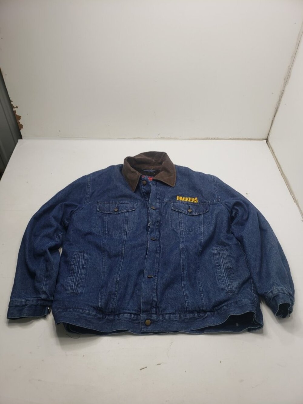 Green Bay Packers NFL Denim Jacket Men’s Large Sherpa Lined Embroidered Logo